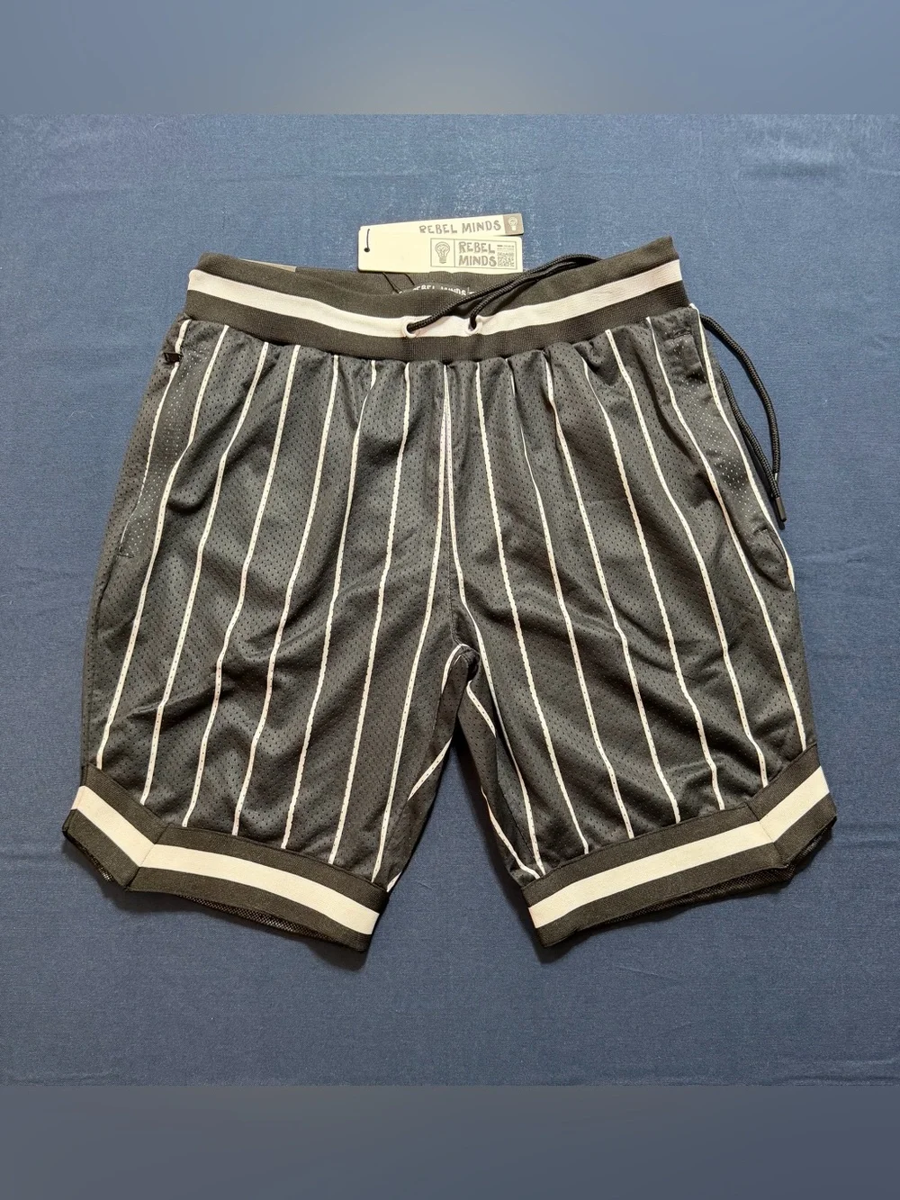 Rebel Minds Polyester Size med NWT Pinstripe Mesh Shorts